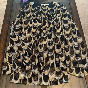Trina Turk Silk Metallic Sheer Blouse